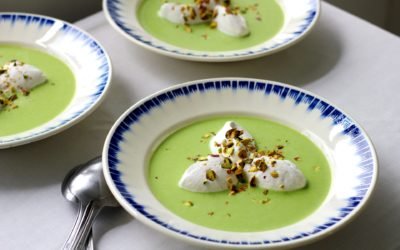 Chilled Green Pea Soup with Cumin and Pistachios
